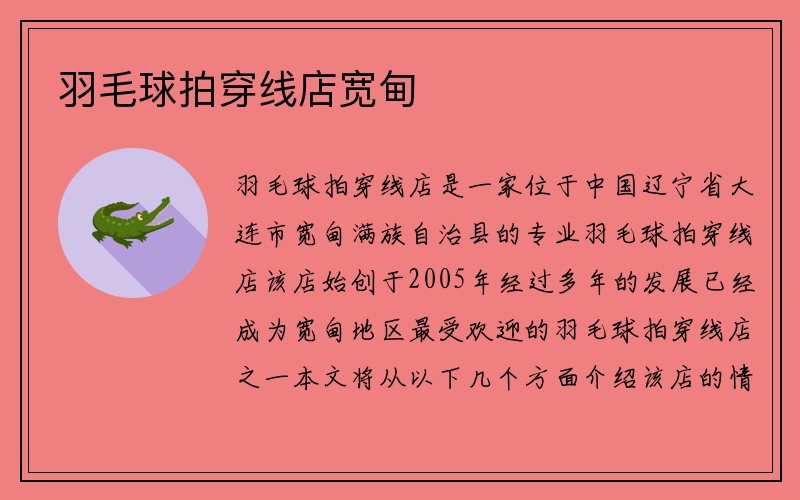 羽毛球拍穿线店宽甸