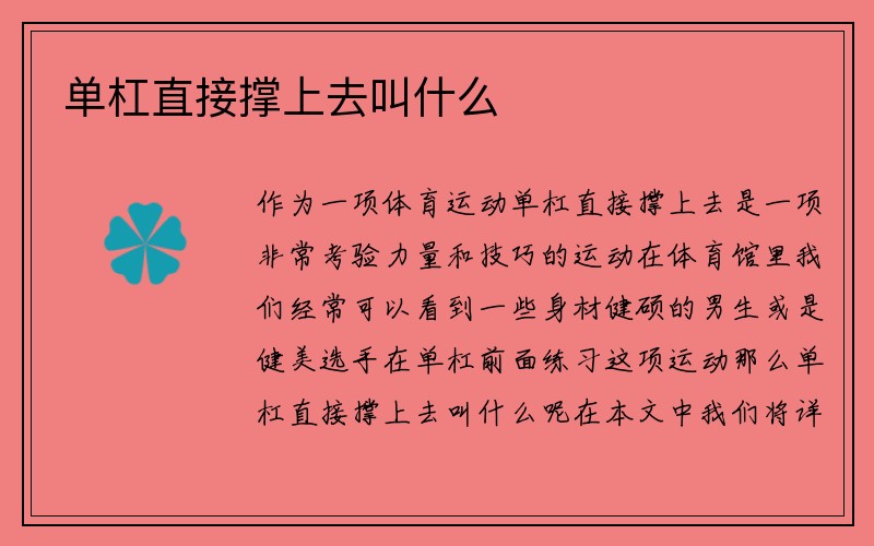 单杠直接撑上去叫什么